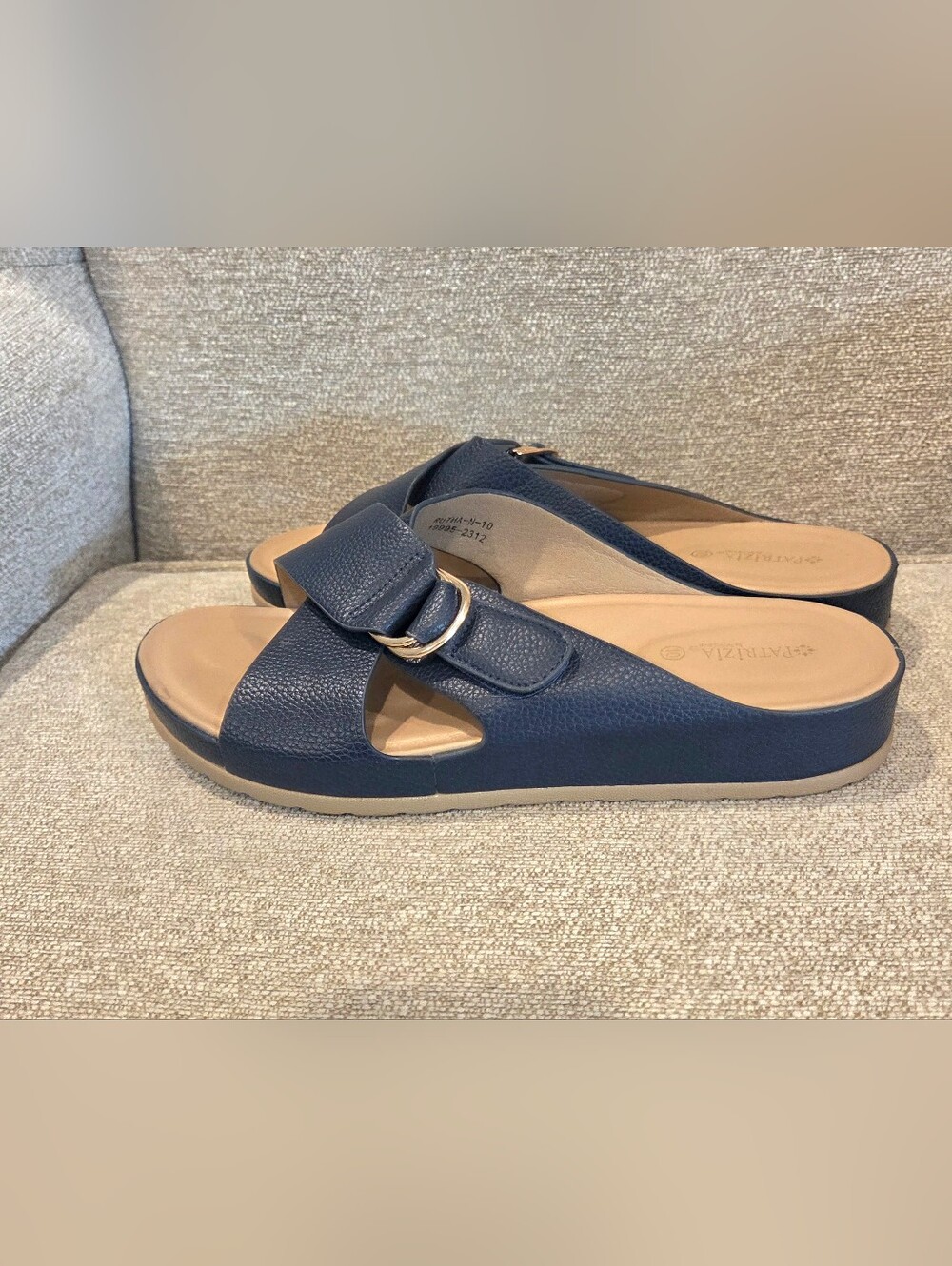Patrizia by Spring Sz 10 N Step: Rutha Red Navy Leather Slide Sandals  Adj READ